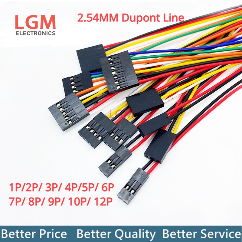 10 ชิ้น 2.54 มิลลิเมตร 2.54 ลวด Dupont สายหญิงหญิง 1P2 3 4 5 6 7 8 9 10 12 พิน Dupont สายเชื่อมต่อ JUMPER CABLE WIRE สําหรับ PCB