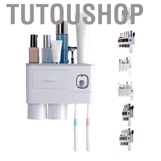 Tutoushop Wall Mounted  Holder Multi Function Magnetic Absorption Bathroom Storage Rack with Drawer Toothpaste Dispenser