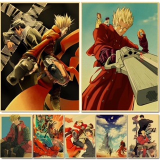 Trigun STAMPEDE โปสเตอร์บนผนัง ภาพศิลปะบนผ้าใบ สไตล์วินเทจ สําหรับตกแต่งผนัง บาร์ ห้องนั่งเล่น