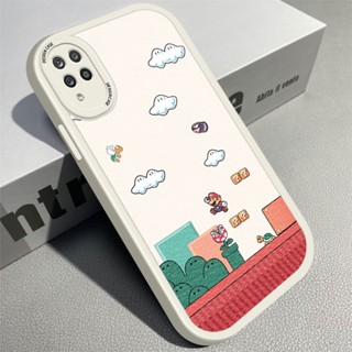 เคสโทรศัพท์มือถือ หนัง PU ซิลิโคนนิ่ม แบบบาง ลายการ์ตูนมาริโอ้ สําหรับ Samsung Galaxy A12 M12 M22 A22 A32 A52 A52S A72 5G M31