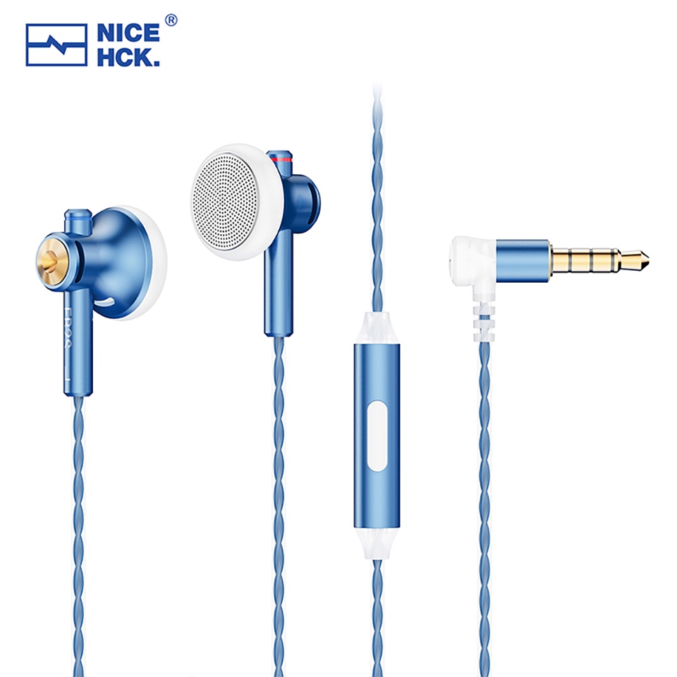 NiceHCK EB2S PRO 3.5mm Plug with Mic Flat-Head Earbud HIFI Wired Earphone 15.4mm LCP Diaphragm Dynam