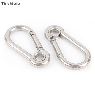 [Tinchitde] M4 M5 M6 M7 M8 Stainless Steel Carabiner Carbine Snap Hook with Eyelet Spring Buckle Key Ring [Preferred]