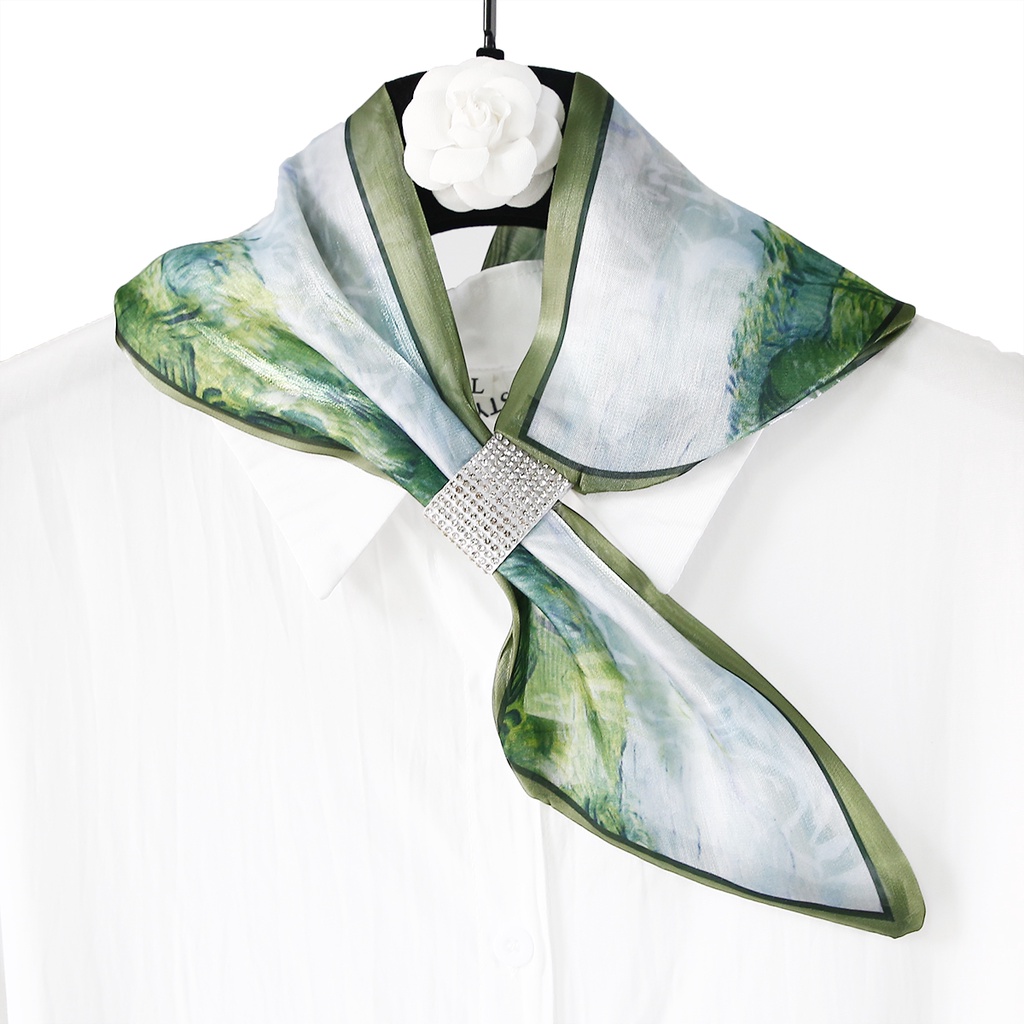 Parsimonous 28.75inch เลียนแบบผ้าพันคอผ้าไหมผู้หญิงใหม่แฟชั่นผมวง 7313 ซม.พิมพ์ผ้าพันคอคอขนาดเล็ก He