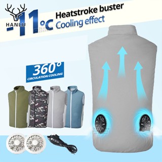 HANLU Cooling Vest 10000mAh การกระจายความร้อนแบบชาร์จไฟได้การปรับความเร็วสามระดับ 2023 เทคโนโลยีใหม่งานกลางแจ้ง