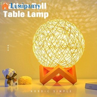 Lumiparty โคมไฟ Led รูปดวงจันทร์ 3d หวายบอล พร้อมตัวยึด สําหรับตกแต่งบ้าน ห้องนอน ของขวัญคริสต์มาส