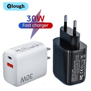 Elough อะแดปเตอร์ชาร์จเร็ว PD30W USB C QC3.0 สําหรับ Samsung Xiaomi