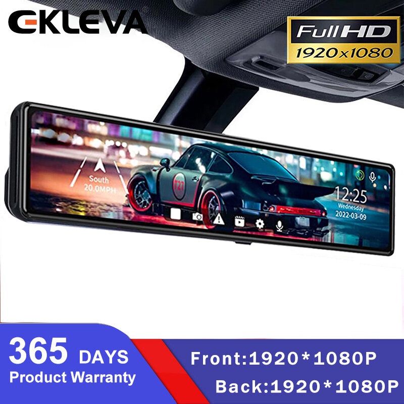 Ekleva 12 นิ้ว 1080P รถ Dvr Dash Cam Sony IMX335 กระจกมองหลัง 1080P รถกล้องบันทึกวิดีโอ Park Monitor