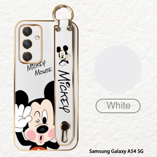 เคสโทรศัพท์มือถือ แบบนิ่ม ลายการ์ตูนมิกกี้ เมาส์ ขอบสี่เหลี่ยม หรูหรา สําหรับ Samsung Galaxy A04 A54 A34 A24 A14 M14 5G