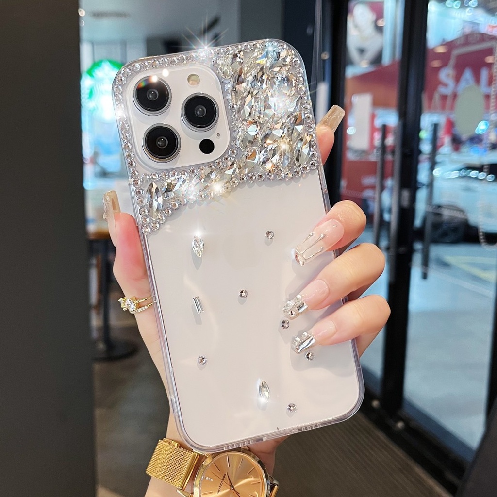 เคสติดเพชร เคส iPhone เคสโทรศัพท์ แอปเปิ้ล13 pro max เคสโทรศัพท์มือถือ ซิลิโคนนิ่ม ใส ประดับเพชร พลอยเทียม แฟชั่น สําหรับ iphone 16 Pro Max 15 pro max 14 Pro Max 14 15 16 Plus 13 Pro Max 11 12 Pro Max X XR XS Max 13 Mini 7Plus 8Plus Case