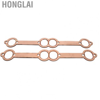 Honglai Exhaust Manifold Gasket  2Pcs Metal Oval Port High Hardness Automotive Exhaust Gaskets Leakproof  for Small Block 327 305 350 383