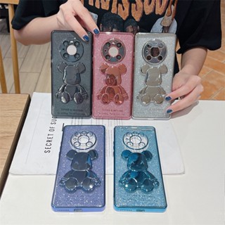 เคสโทรศัพท์มือถือ ชุบกลิตเตอร์ ลายหมีโหดสามมิติ สําหรับ Iphone 13promax 14 Huawei Mater40