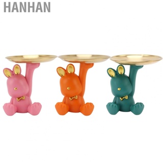 Hanhan Rabbit Statue Storage Tray  Odorless Environment Friendly Resin Lovely Rabbit Tray Storage Ornament  for Office