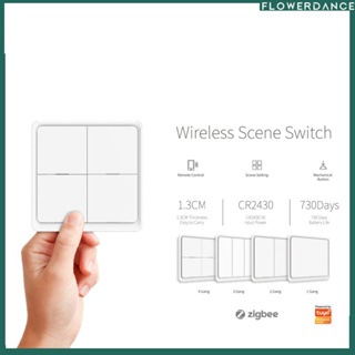 Tuya Zigbee สวิตช์ฉากไร้สายอัจฉริยะการเชื่อมโยงฉากอัจฉริยะ Tuya Smart App ควบคุมปุ่มเครื่องกลอายุการใช้งานแบตเตอรี่ยาวนาน Flower