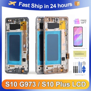 หน้าจอสัมผัส LCD S10 S10+ สําหรับ Samsung Galaxy S10 S10 Plus G973F G975F 100% Tft