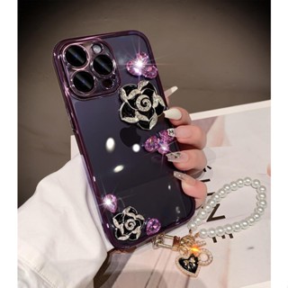 เคสโทรศัพท์มือถือ ลายดอกคามิเลีย พร้อมสายคล้อง สําหรับ Iphone 14promax 13