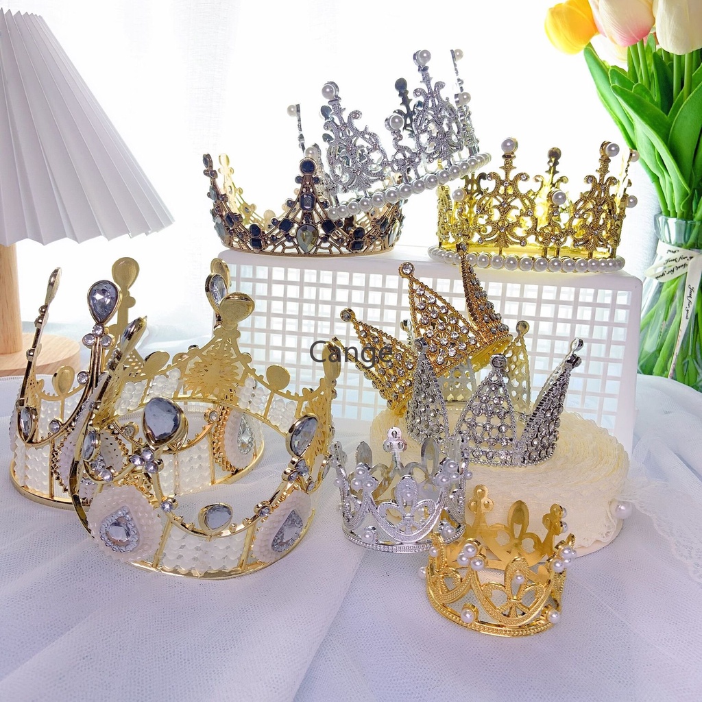 Crown Queen Baroque เค้กตกแต่งลูกไม้เครื่องประดับเบเกอรี่เด็กเจ้าสาว Headwear