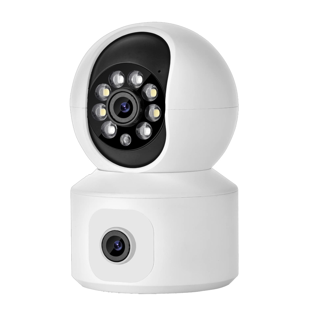 Tuya กล้องวงจรปิด 2 เลนส์ 4MP เชื่อม Wi-Fi ปรับหมุนกล้องได้ หมุนตามคน สื่อสารสองทาง แจ้งเตือนเข้าแอป