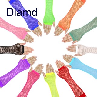 Diamd Funky 80s ถุงมือตาข่ายนีออน ยาว สีนีออน สําหรับผู้หญิง