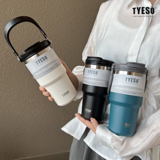 TYESO Tumbler 1 ลิตร ถ้วยฟาง ถ้วยน่ารักเกาหลี กระบอกน้ำร้อนสแตนเลส กระบอกน้ำร้อนเย็น กระบอกน้ำร้อนพกพา