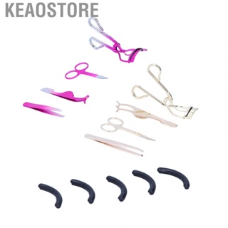 Keaostore Eyebrow Scissors Tweezers Set  Stainless Steel Silica Gel Easy To Use Wideangle Curved Mouth Eyelash Curler Kit for Eyelashes and Eyebrows