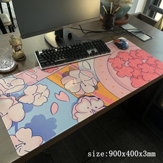 แผ่นรองเมาส์เล่นเกม ขนาดใหญ่ ลายการ์ตูนอนิเมะ Kawaii XXL 900x400 สีชมพู สําหรับแล็ปท็อป และโต๊ะทํางาน