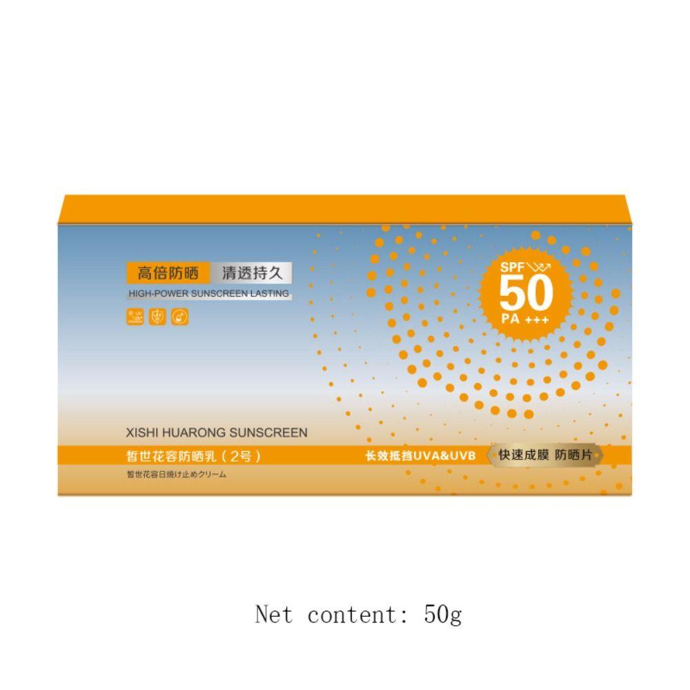 Edonlands ครีมกันแดด Xishi Huarong, Moist Spf 50+ ครีมกันแดดป้องกันแสงแดดซุปเปอร์, อิมัลชั่นเรียบ 50 ชิ้น ครีมกันแดดให้ความชุ่มชื้น Body Sun