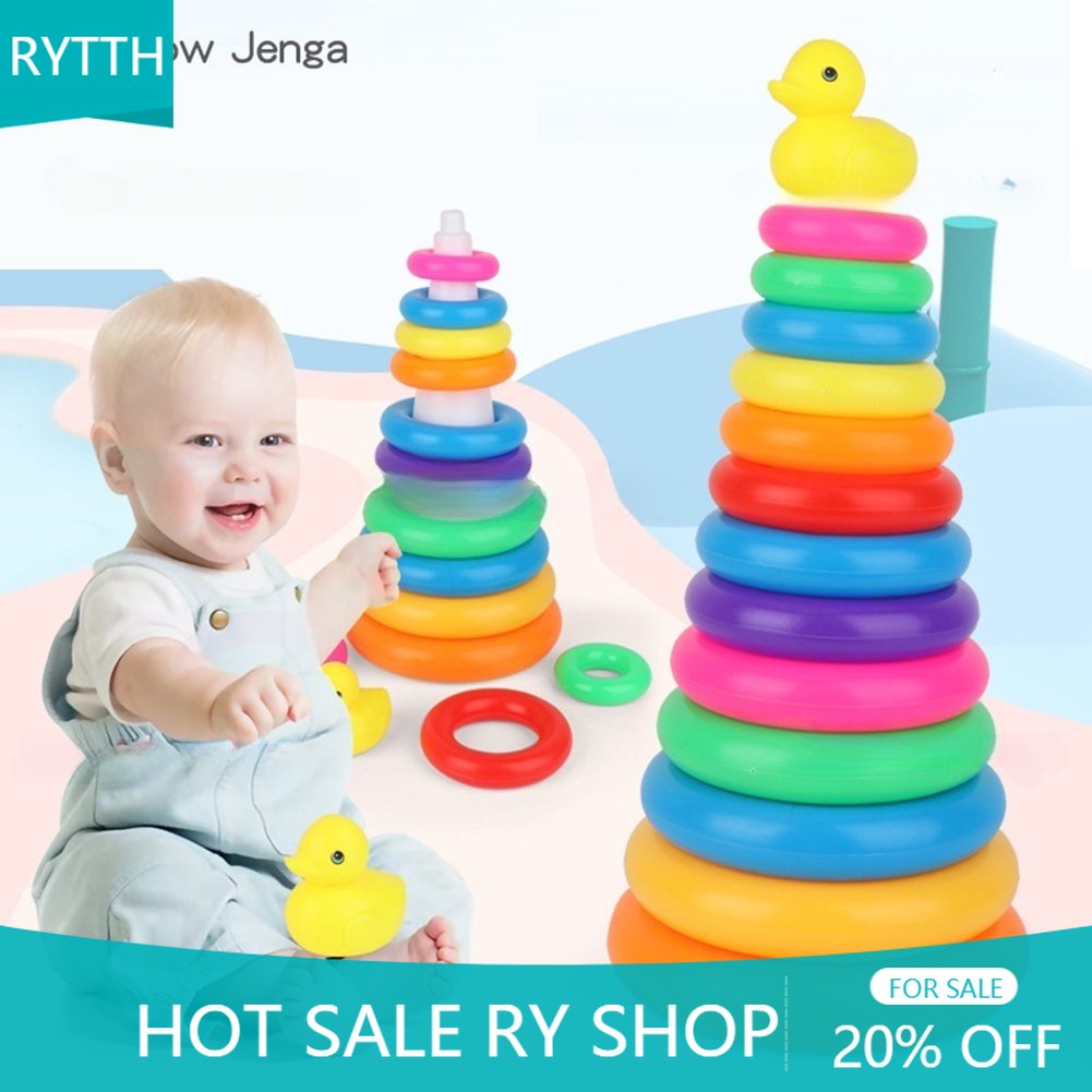 【RYT】แหวนพีระมิด รูปหอคอย สีรุ้ง ของเล่นสําหรับเด็กวัยหัดเดิน yk