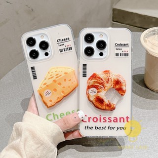 For เคสไอโฟน 14 Pro Max [Cheese Croissant Pop Grip] เคส Phone Case For iPhone 14 Pro Max Plus 13 12 11 For เคสไอโฟน11 Ins Korean Style Retro Classic Couple Shockproof Protective TPU Cover Shell