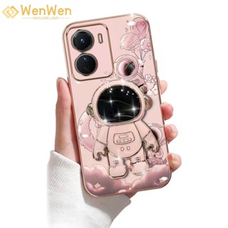 Wenwen เคสโทรศัพท์มือถือแบบนิ่ม TPU กันกระแทก ลายนักบินอวกาศ 3D พร้อมที่ตั้งวาง บางมาก สําหรับ Vivo Y16 4G Y15S 2021 Y15A 4G