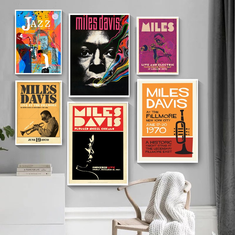 โปสเตอร์ภาพวาดผ้าใบ รูป Miles Davis Kind of Blue Jazz Music สําหรับตกแต่งบ้าน ห้องนอน