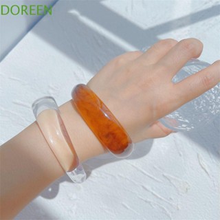 Doreen ผู้หญิง สร้อยข้อมือ หนา วินเทจ ข้อมือ ปาร์ตี้ อะคริลิค กําไลข้อมือ เรียบง่าย กว้าง สร้อยข้อมือ