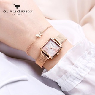 (($Most Popular $) OliviaBurton นาฬิกาข้อมือควอตซ์แฟชั่น กันน้ํา ทรงสี่เหลี่ยม ลายดอกทานตะวัน หรูหรา สําหรับสตรี