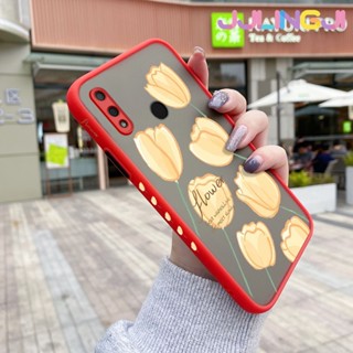 เคสซิลิโคนนิ่ม ขอบสี่เหลี่ยม ลายดอกไม้ สีเหลือง กันกระแทก สําหรับ Huawei Y9 2019