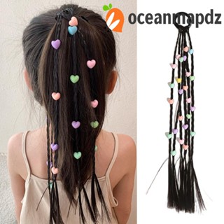 Oceanmapdz สาวถักเปียวิกผมทุกวันเจ้าหญิงธรรมชาติเครื่องประดับผมความงาม Headwear ปลอมทนความร้อนไฟเบอร์เด็กแหวนผมเดรดล็อกสังเคราะห์หางม้า