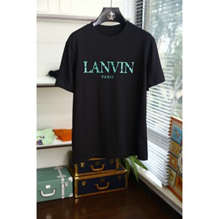 Lanvin Langfan เสื้อยืดคอกลม แขนสั้น ผ้าฝ้าย พิมพ์ลาย แฟชั่นฤดูร้อน สําหรับผู้ชาย และผู้หญิง