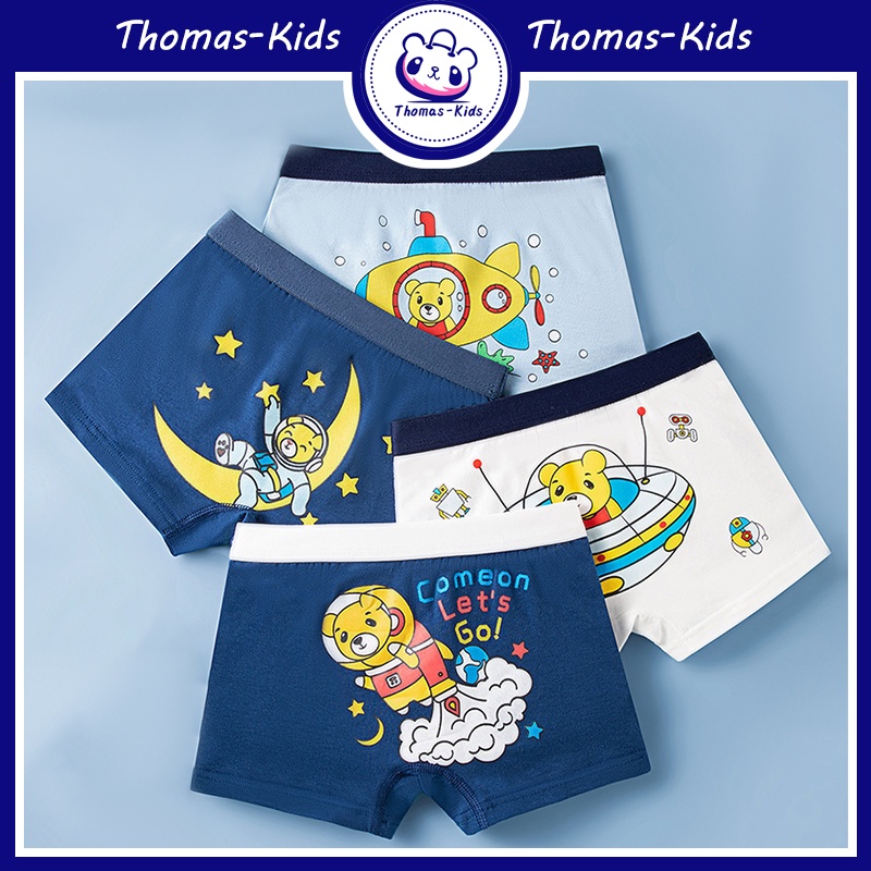 [THOMAS Kids] 3-13Y ชุดชั้นในเด็ก ฤดูร้อน ผ้าฝ้ายแท้ ผิวระบายอากาศ มุมแบน ชุดชั้นใน ลายการ์ตูนน่ารัก ชุดชั้นในเด็กผู้ชาย