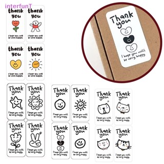 [InterfunT] สติกเกอร์ฉลาก Thank You น่ารัก สําหรับตกแต่งกล่องของขวัญ 100 ชิ้น 25 แผ่น [ใหม่]