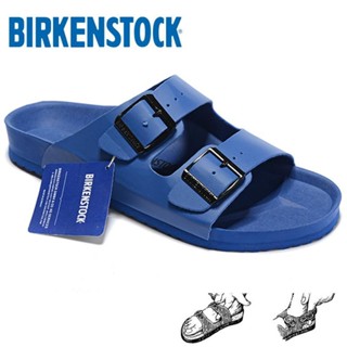 Birkenstock รองเท้าแตะ รองเท้าชายหาด Arizona สําหรับผู้ชาย ผู้หญิง สีฟ้าบริสุทธิ์