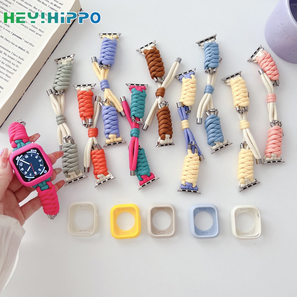 สายนาฬิกาข้อมือ หลากสี พร้อมเคสป้องกัน ปรับได้ สําหรับ smartwatch series 8 7 6 5 4 3 SE 2 iwatch 45 44 42 41 40 38 มม.