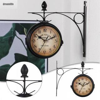 【DREAMLIFE】Station Clock Double Sided Wall Clock Hanging Outdoor Clock Without Battery