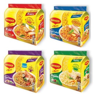 Maggi curry/chicke/tomyam/asamlaksa บะหมี่กึ่งสำเร็จรูป5x77g-80g สุดฮิต1ถุงมี5ห่อ