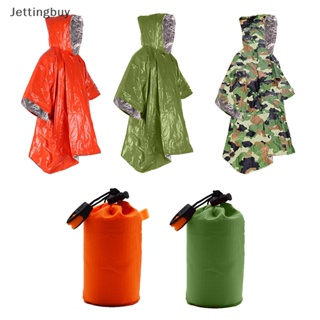 [Jettingbuy] เสื้อกันฝนฉุกเฉิน ฟิล์มอลูมิเนียม ฉนวนกันความร้อน แบบใช้แล้วทิ้ง สําหรับตั้งแคมป์ พร้อมส่ง