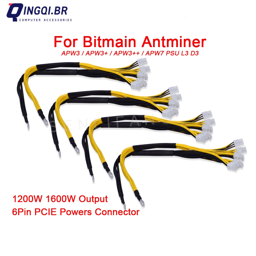 4 ชิ้น 6Pin PCIE Powers Connector 1200/1600W สายไฟสําหรับ Bitmain Antminer APW3 / APW3 + / APW3++ / 