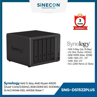 Synology ซินโนโลยี รุ่น DS1522PLUS อุปกรณ์จัดเก็บข้อมูลบนเครือข่าย NAS 5-bay DiskStation (up to 15-bay)