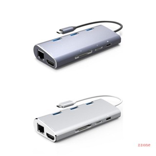 Zzz 8-in-1 ฮับ Type C USB3 0 HDMI2 0-compat PD LAN สําหรับเชื่อมต่อ