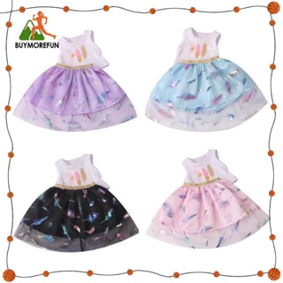[Buymorefun] เสื้อยืดคอกลม แขนสั้น ลายตุ๊กตาเด็กผู้หญิง 18 นิ้ว สีดํา ของขวัญสําหรับเด็กผู้หญิง