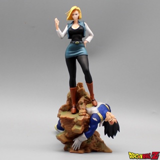 โมเดลฟิกเกอร์ PVC อนิเมะ Dragon Ball Z Android 18 Vs Vegeta Super Saiyan ขนาด 25 ซม. ของเล่นสําหรับเด็ก