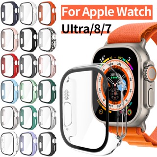 กระจก + เคส สําหรับ Apple Watch Case Series 49 มม. 7 8 41 มม. 45 มม. ป้องกันหน้าจอ 40 มม. 44 มม. PC กันชน สําหรับ iWatch Ultra เคสป้องกัน