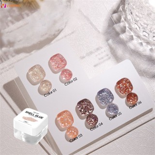 สีเจล Xeijayi New Summer Ice Permeable Mesh Red Mica Shell Glue Nail Enhancement Large Sequins Nail Oil Glue veemm