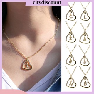 &lt;citydiscount&gt; สร้อยคอโซ่ จี้รูปหัวใจ เรขาคณิต ประดับเพทาย เครื่องประดับ